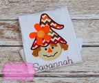 Girl Fall Applique Scarecrow Shirt - Girls Thanksgiving Shirt