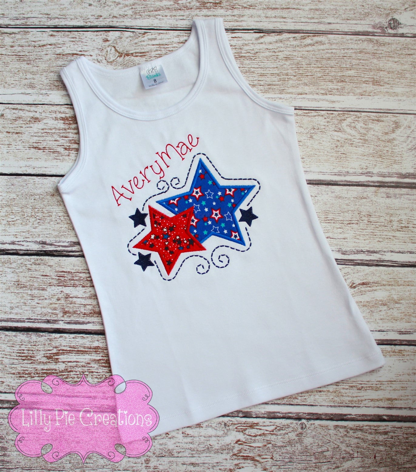 Applique Star 4th of July Girls Shirt