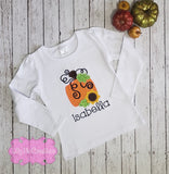 Girls Fall Pumpkin Shirt - Pumpkin Sunflower Applique T-Shirt