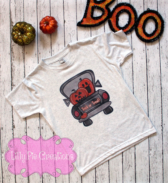 Halloween Pumpkin Truck Boys Shirt - Kids Halloween Truck Shirt