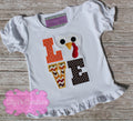 Turkey Love Kids Applique Shirt - Girls Thanksgiving Shirt - Turkey Shirt for Kids