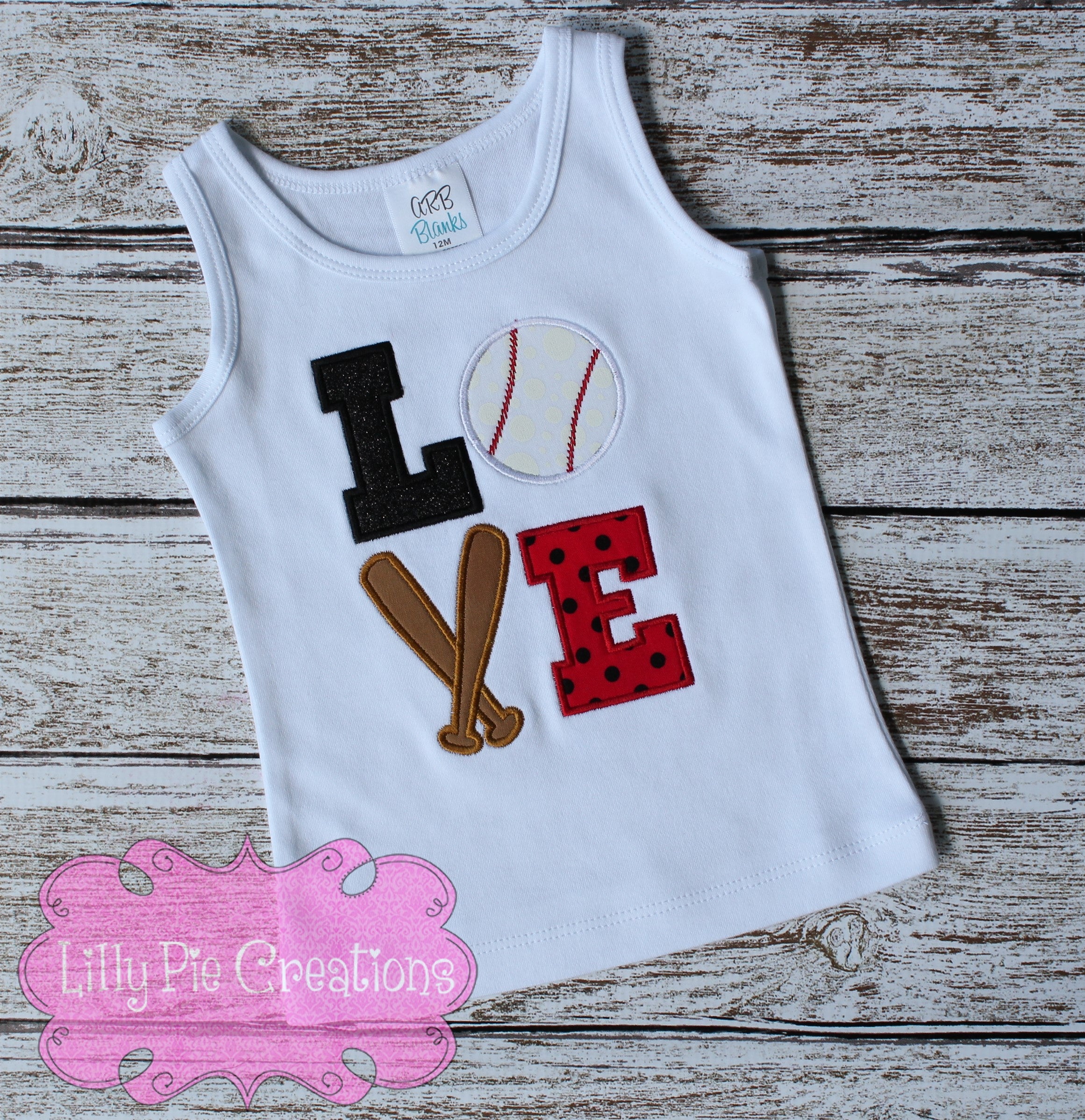Baseball Love Kids Applique Shirt, Girls Softball, Boys Baseball Tee