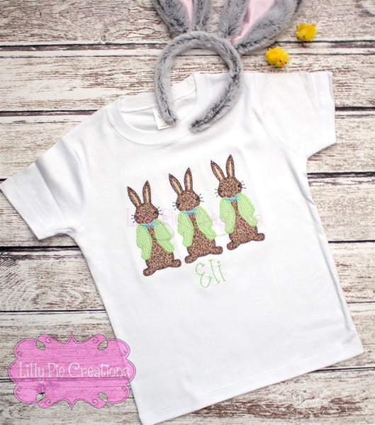 Boy Easter Bunny Trio Applique Shirt - Easter Shirt for Boys