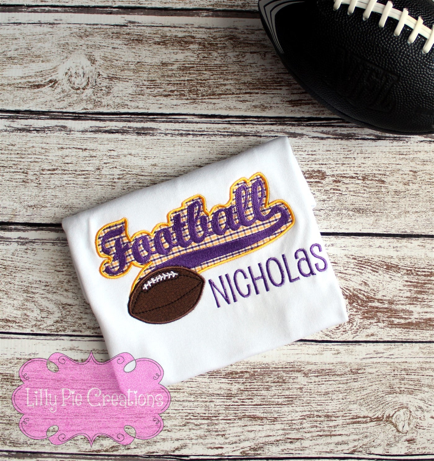 Football Team Spirit Applique Shirt - Kids Football Shirt