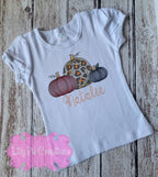 Cheetah Pumpkin Embroidered Fall Shirt - Girls Thanksgiving Shirt