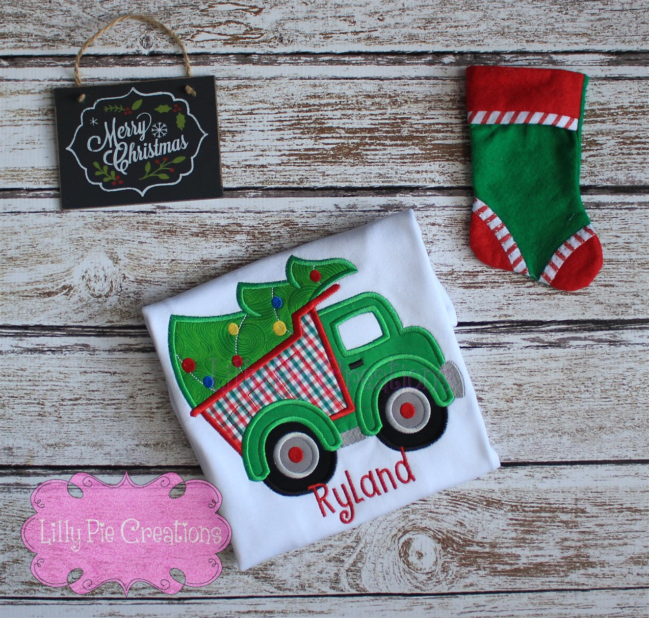 Personalized Christmas Dump Truck Boys Applique Shirt