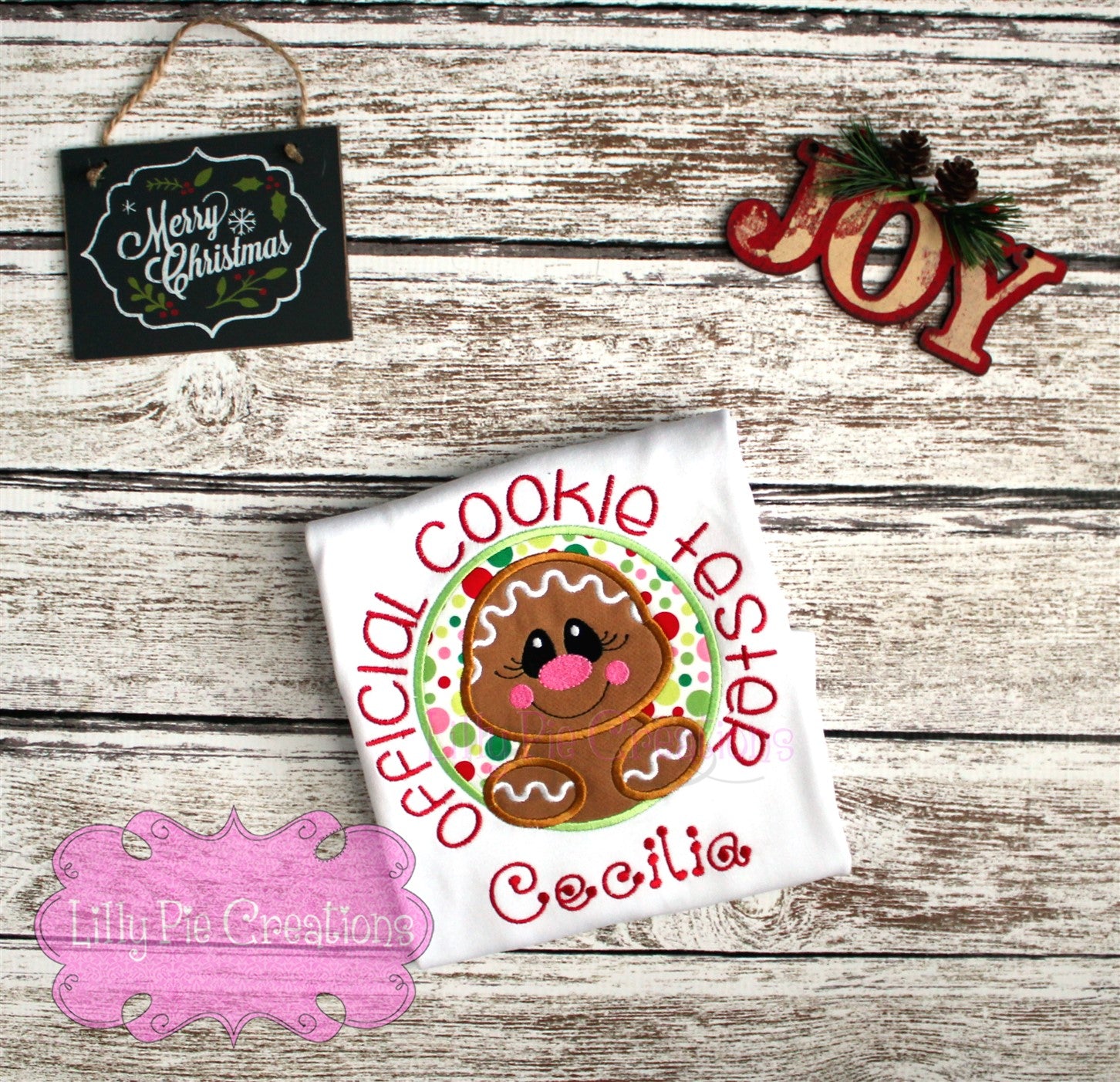 Official Cookie Tester Girls Applique Christmas Shirt