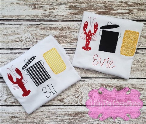 Kids Crawfish Boil Shirt - Crawfish Applique T-shirt