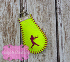 Custom Embroidered Softball Key Chain - Made from a Real Softball