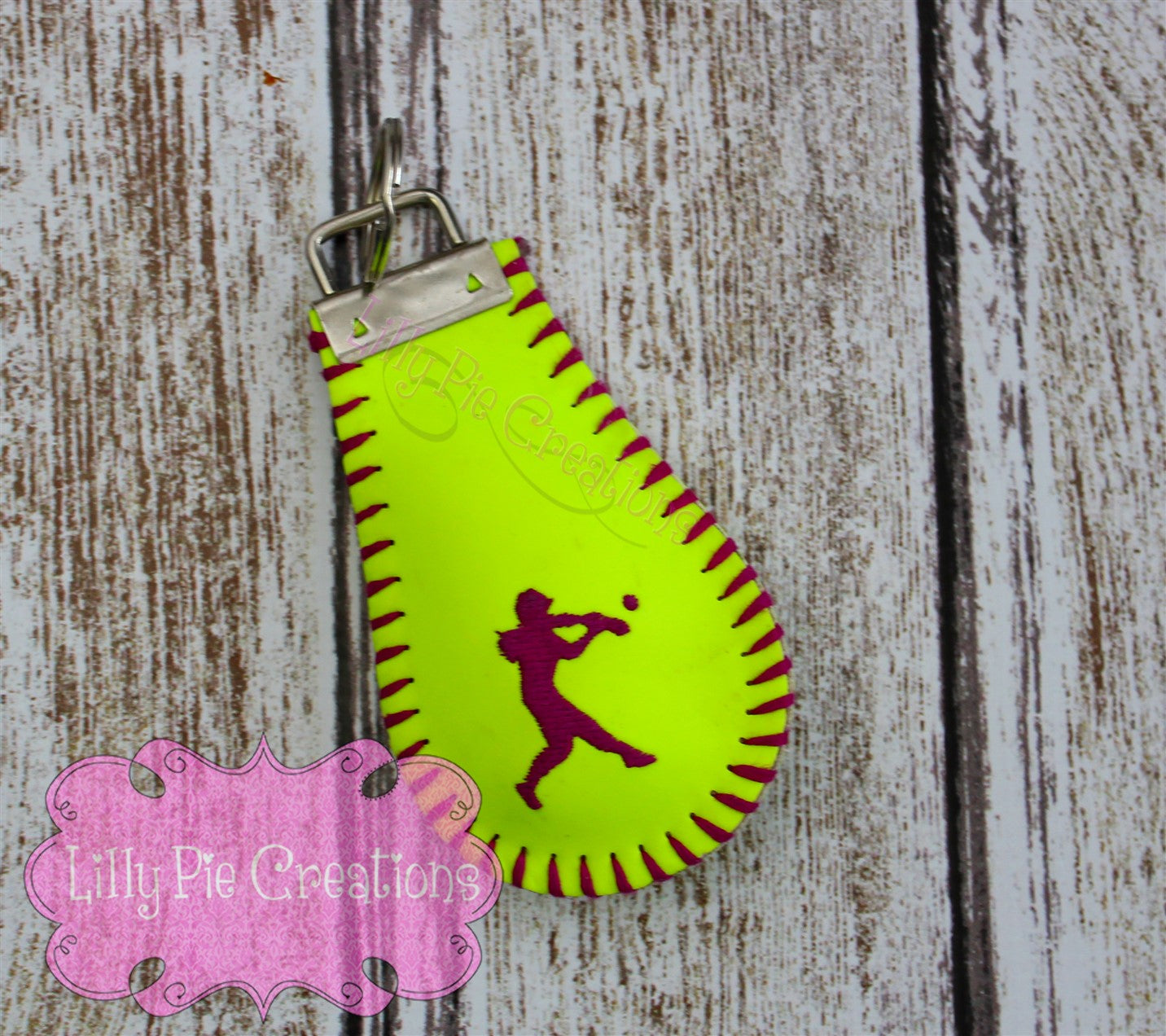 Custom Embroidered Softball Key Chain - Made from a Real Softball