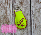 Custom Embroidered Softball Key Chain - Made from a Real Softball