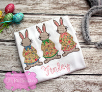 Girls Easter Bunny Trio Applique Shirt - Easter Shirt for Girls