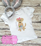 Girls Easter Puppy Applique Shirt - Easter Shirt for Girls