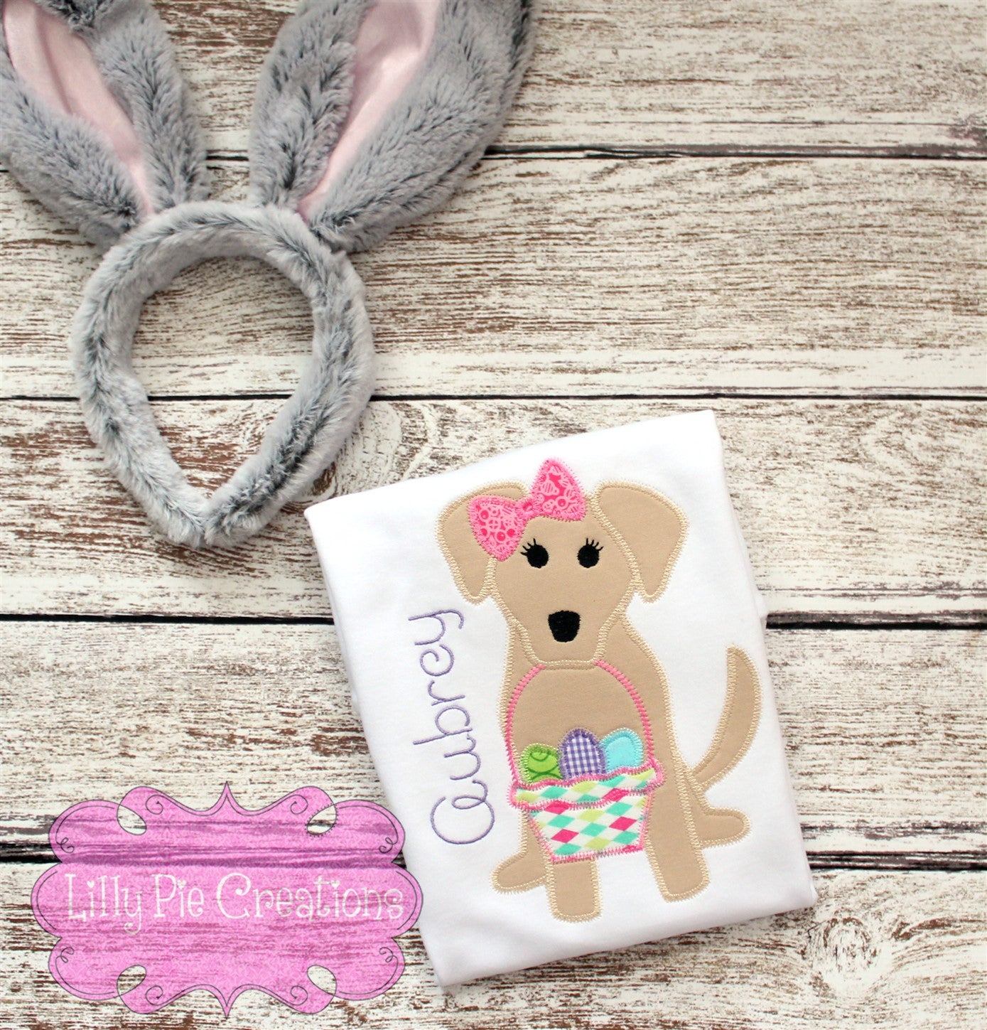 Girls Easter Puppy Applique Shirt - Easter Shirt for Girls