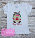 Girl Reindeer Christmas Applique Shirt