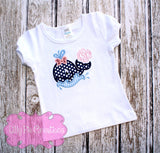 Girls Whale Applique Tshirt lilly pie creations