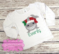 Girl Christmas Shark Applique Shirt - Personalized