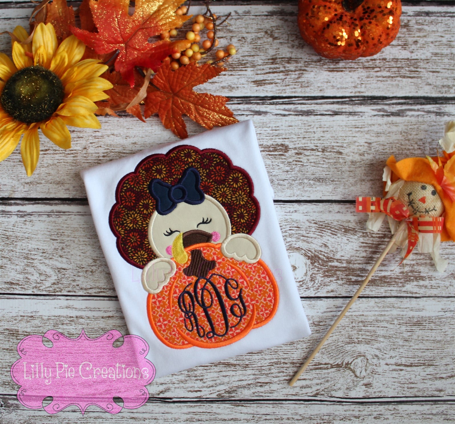 Girls Monogram Thanksgiving Shirt - Turkey Girls Shirt