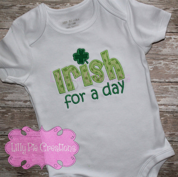 Irish for a Day Applique Shirt - Boys or Girls St. Patrick's Day Shirt