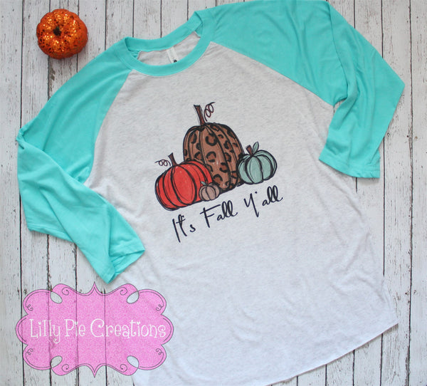 It's Fall Y'all Pumpkin Shirt - Ladies Fall Raglan