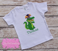 Mardi Gras Alligator Applique Shirt - Boys Mardi Gras Shirt