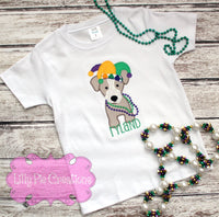 Mardi Gras Dog Applique Shirt - Boys Mardi Gras t-shirt