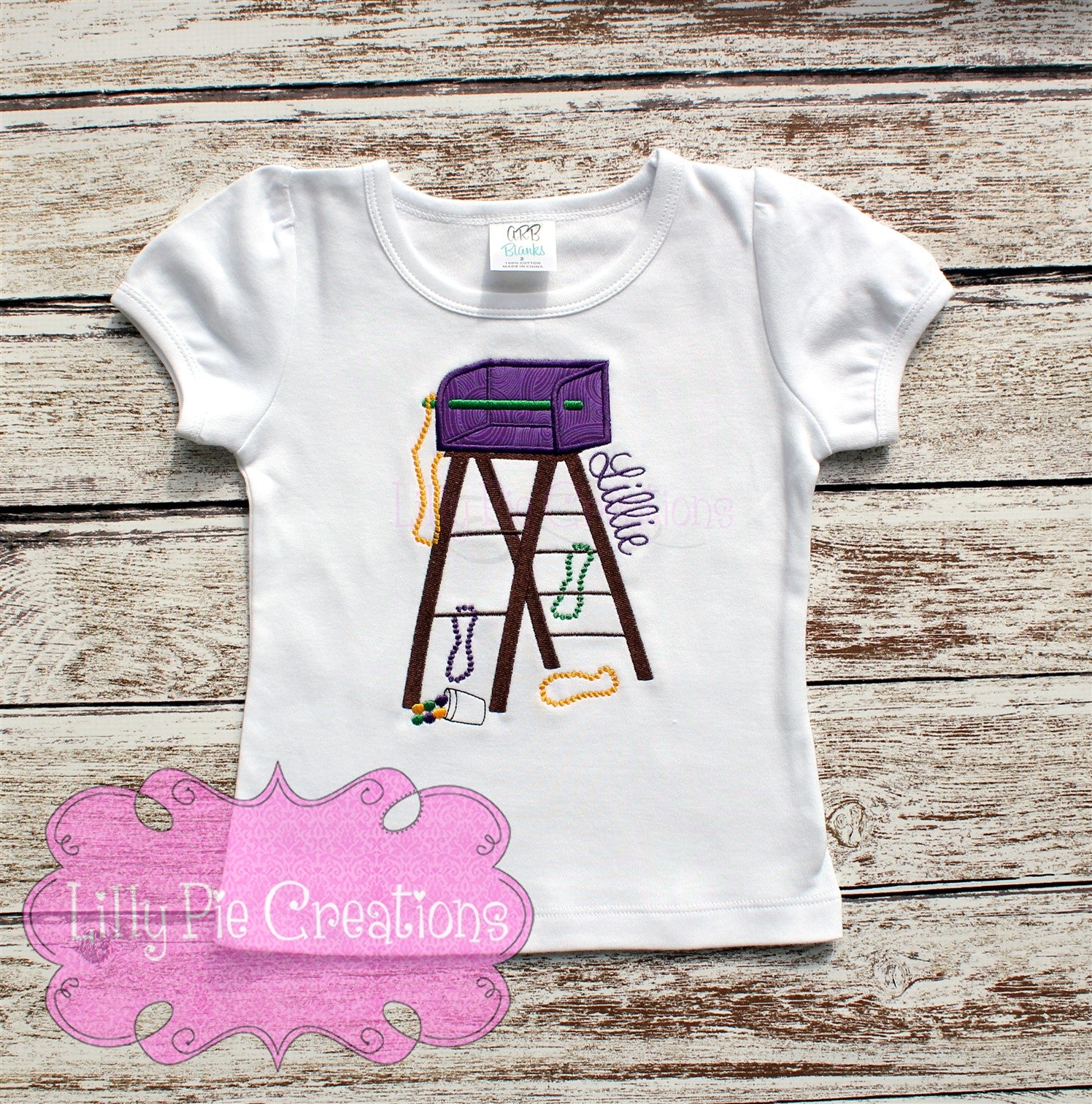 Mardi Gras Ladder Applique Shirt - Kids Mardi Gras t-shirt