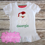 Santa Applique Christmas Shirt - Swirly Beard Santa Shirt