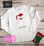 Santa Applique Christmas Shirt - Swirly Beard Santa Shirt