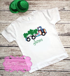 St Patrick's Day Truck Shirt - Boys Shamrock Applique Shirt
