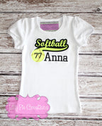 Girls Softball Script Shirt - Softball Sister Applique Shirt