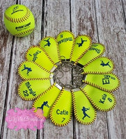 Custom Embroidered Softball Key Chain - Made from a Real Softball
