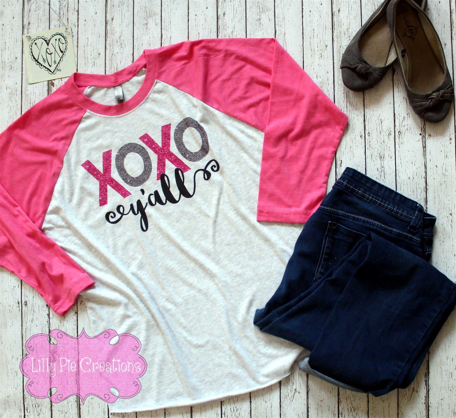 XOXO Y'all Valentine's Day Shirt - Ladies Valentines Day Raglan